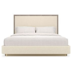 Anthology Beige and Dry Martini King Upholstered Panel Bed