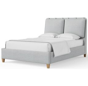 Pure Maple Syrup and Blue Mist Performance Fabric King Upholstered Panel Bed