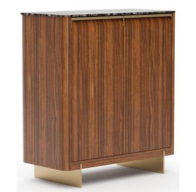 Altura Smoked Walnut and Champagne Gold 2 Door Stone Top Hall Chest