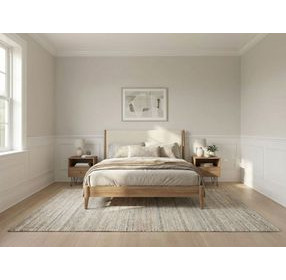 Zest Cream and Brown King Upholstered Panel Bed