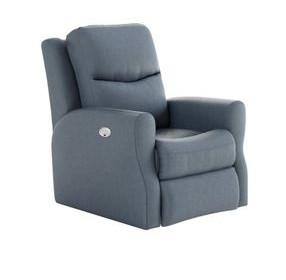 Fame Sky Blue Leather Rocker Power Recliner with USB Charging