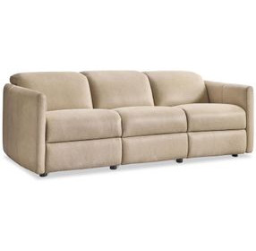 Sierra Beige Leather 89" Power Motion Sofa