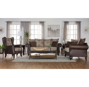 Elmbrook Brown Rolled Arm Loveseat