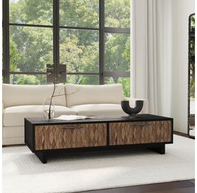 Anton Black and Natural Rectangular Coffee Table with 4 Drawers