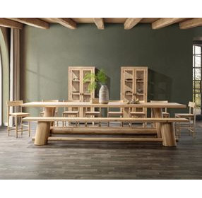 Foundation Light Oak 158" Rectangular Counter Height Dining Room Set