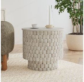 Norwood Coastal White Round End Table