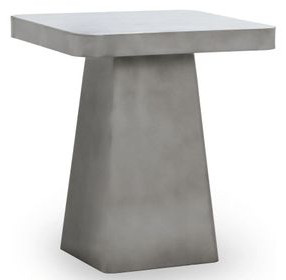 Far White and Slate Gray Square Marble Top End Table