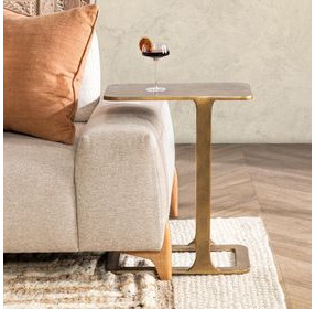 Geanna Antique Brass Rectangular Accent Table