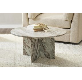 Reilly Rusty Gray Round Marble Top Coffee Table