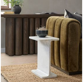 Delaney White Rectangular Marble Top Accent Table