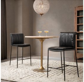 Malani Tan 36" Round Travertine Top Counter Height Table