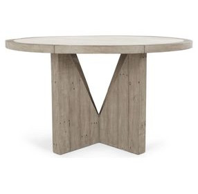 Vincent Distressed Gray and White 55" Round Concrete Top Dining Table
