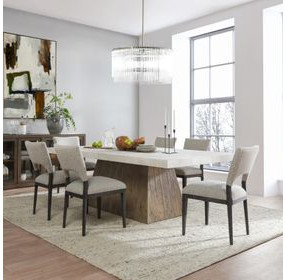 Grange Natural and Antique White 94" Rectangular Concrete Top Dining Table