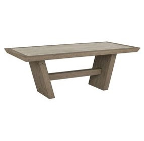 Efron Distressed Gray and Antique White 84" Rectangular Concrete Top Dining Table