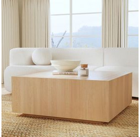 Layne True Natural Square Coffee Table with Casters