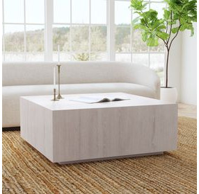 Layne Milk White Square Coffee Table with Casters