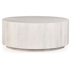 Layne Milk White Round Coffee Table with Casters