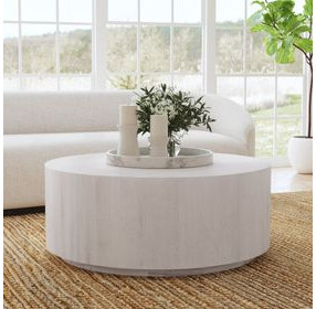 Layne Milk White Round Coffee Table with Casters
