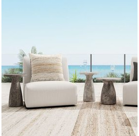 Collins Dark Gray 19" Round Outdoor Concrete Top Accent Table