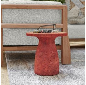 Collins Rust Round Outdoor Concrete Top Accent Table