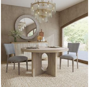 Talbot Natural 55" Round Travertine Top Dining Table