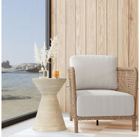 Fern Beige Round Outdoor Concrete Top Accent Table