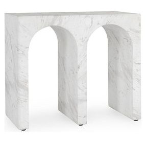 Marmo Ivory and Gray Rectangular Outdoor Concrete Top End Table