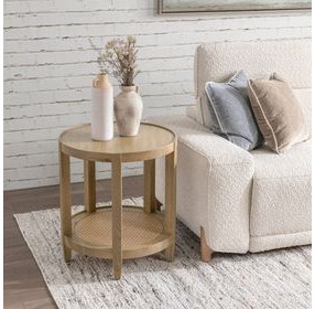 Devin Khaki Mist Round End Table