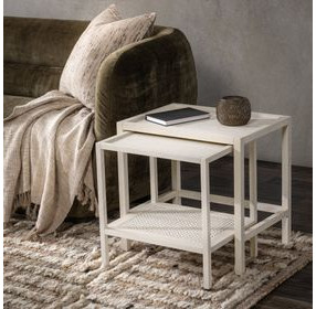 Devin Milk White Rectangular Nesting Accent Table