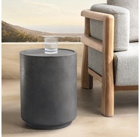 Darsa Dark Gray 18" Round Outdoor Concrete Top Accent Table