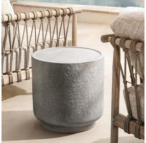 Sania Athena Gray Round Outdoor Concrete Top Accent Table