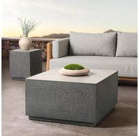 Marwin Dark Gray Square Outdoor Concrete Top Coffee Table