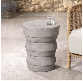 Anor Light Gray Round Outdoor Concrete Top Accent Table