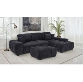 Octavia Black Rectangular Ottoman