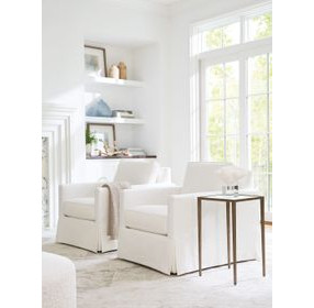 Beach Club White Upholstered Club Swivel Chair