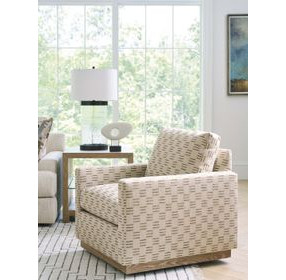 Meadow View Brown Upholstered Swivel Accent Chair by Barclay Butera