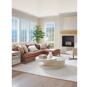 Horizon Calais Brass 110" Leather Upholstered LAF Sectional