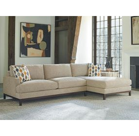 Horizon Beige and Brown 110" Leather Upholstered LAF Sectional