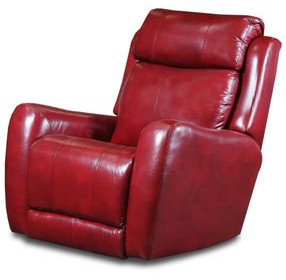 View Point Crimson Leather Rocker Power Recliner with USB Charging