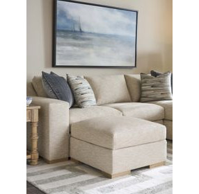 Shaws Cove Beige Upholstered Square Bumper Ottoman by Barclay Butera