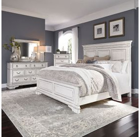 Abbey Park Antique White and Weathered Brown 7 Drawer Dresser with Mirror