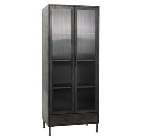 Nore Black 2 Glass Door Display Cabinet