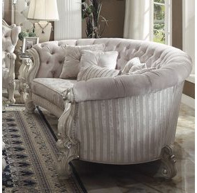 Versailles Ivory 109" Sofa with Nailhead Trim
