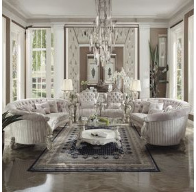 Versailles Ivory 109" Sofa with Nailhead Trim