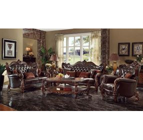 Versailles Dark Brown 68" Loveseat with Pillows and Nailhead Trim