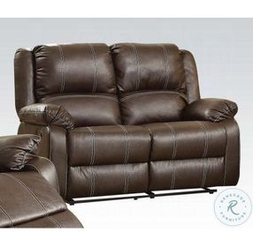 Zuriel Brown Synthetic Leather 60" Reclining Loveseat