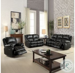 Zuriel Black Synthetic Leather Reclining Living Room Set