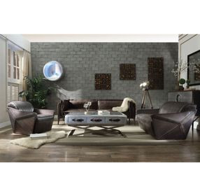 Porchester Distress Chocolate Leather Living Room Set