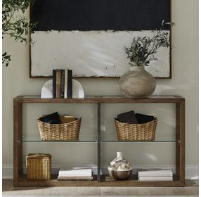 Bayhill Trellis Honey and Black Rectangular Glass Top Sofa Table