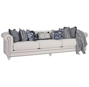 Carmen White Upholstered 102" Sofa with Nailhead Trim